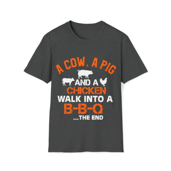 Meaty Misunderstanding, BBQ Animals, Cow Pig Chicken, Graphic Tee, Funny Shirt Unisex Softstyle T-Shirt - Image 4