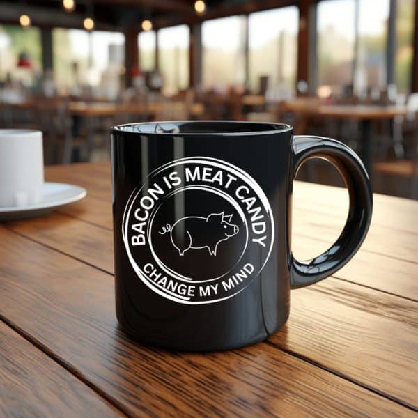 Bacon Is Meat Candy 11oz Black Mug